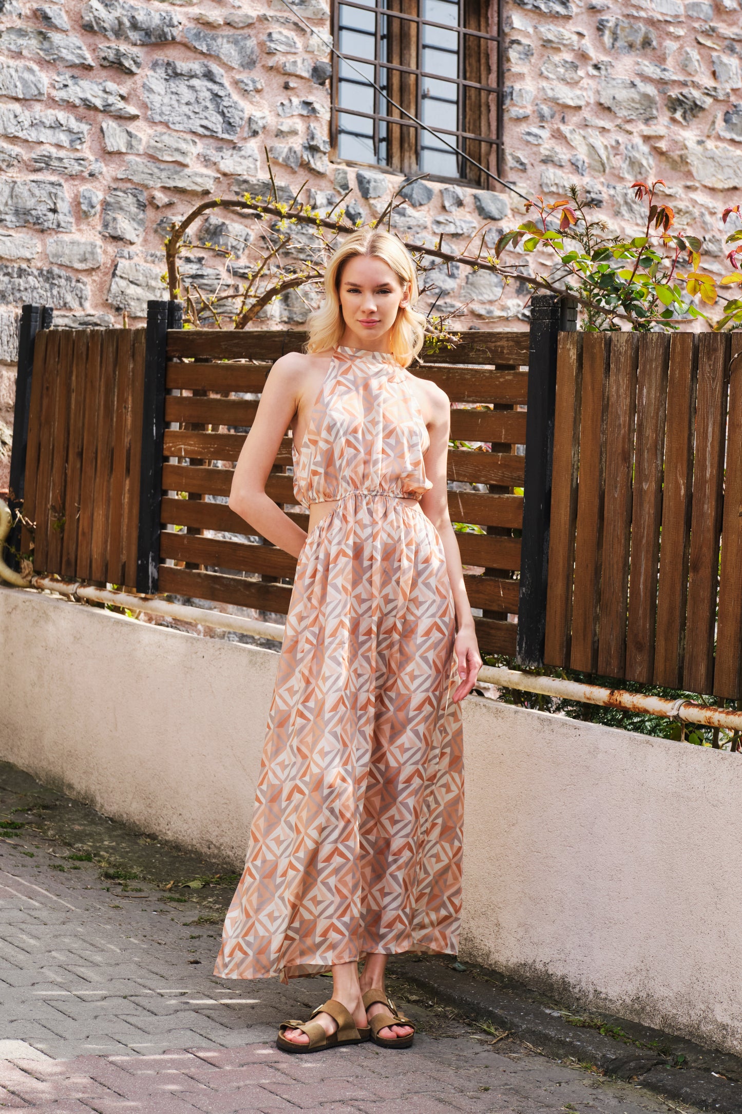 Sophia Dress Viskon Minimal Baskılı Elbise