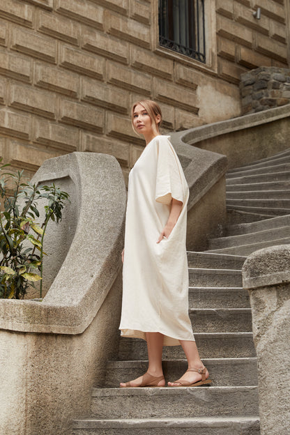 Helen Kaftan Ham Kumaş Sırt Baskılı Kaftan