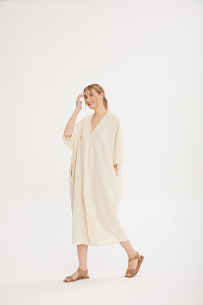 Helen Kaftan Ham Kumaş Sırt Baskılı Kaftan