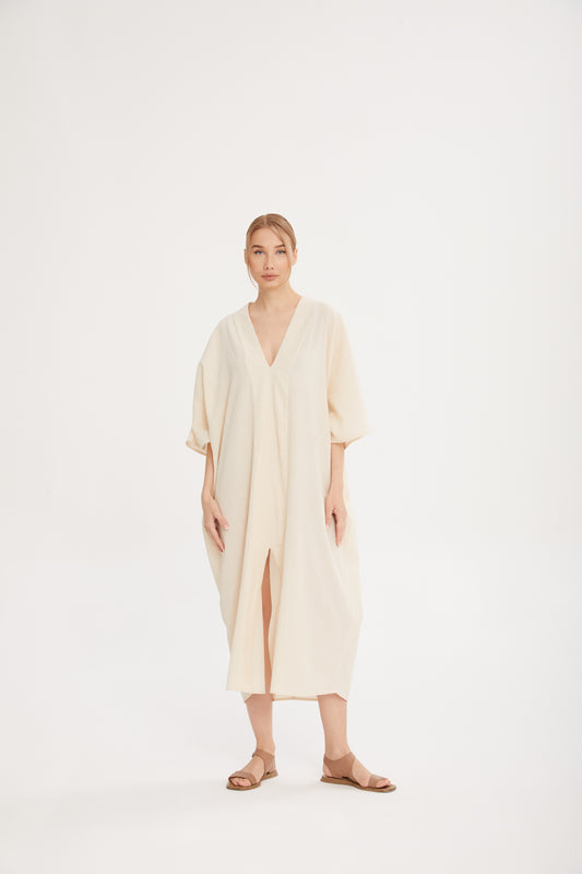 Helen Kaftan Ham Kumaş Sırt Baskılı Kaftan