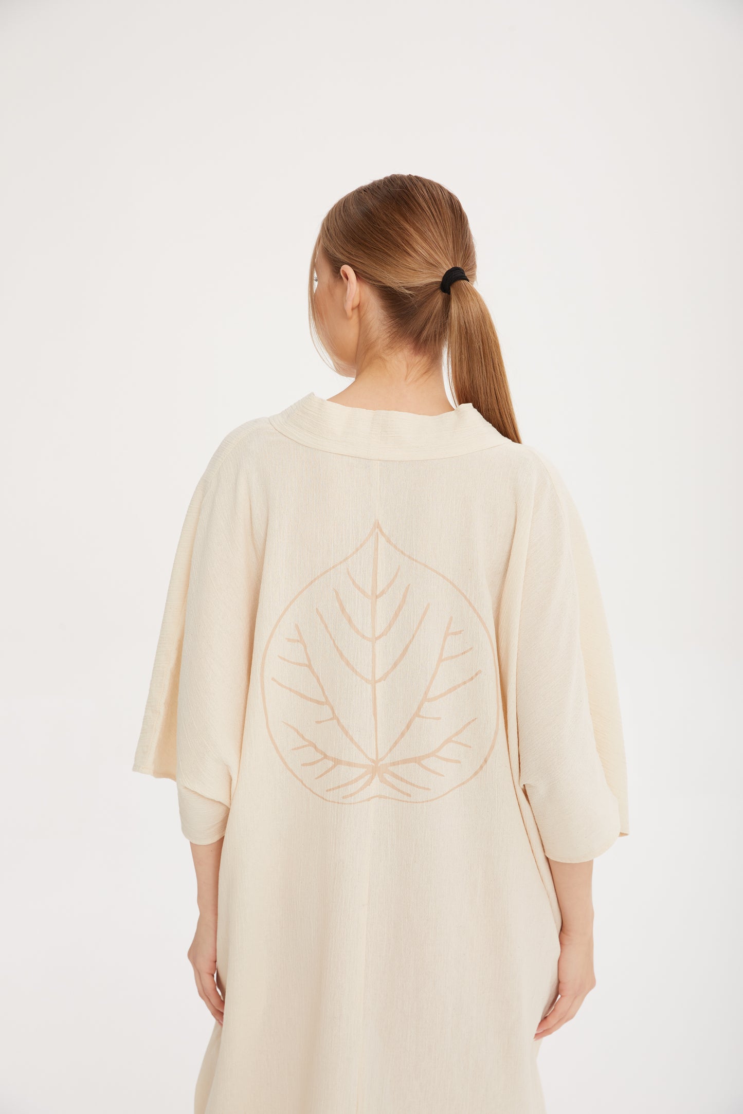 Helen Kaftan Ham Kumaş Sırt Baskılı Kaftan