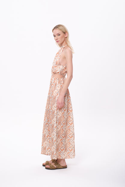 Sophia Dress Viskon Minimal Baskılı Elbise