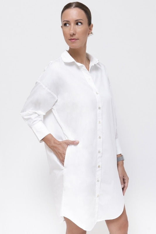 Poplin Gömlek Elbise | Beyaz